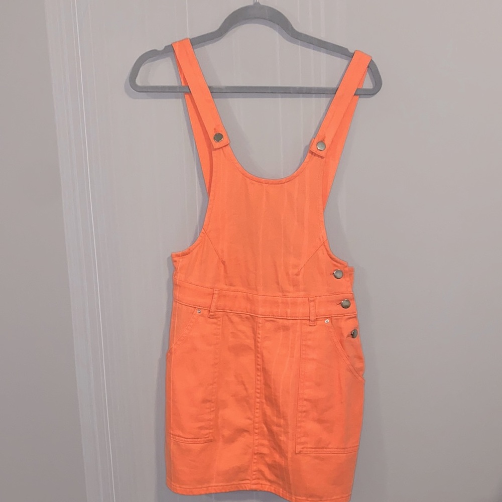 NWOT Orange Overall Dress
